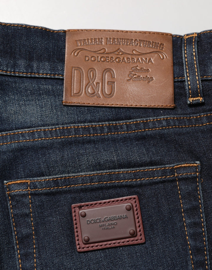 Dolce & Gabbana Dark Blue Cotton Skinny Men Denim Jeans by Dolce & Gabbana outlet now on sale