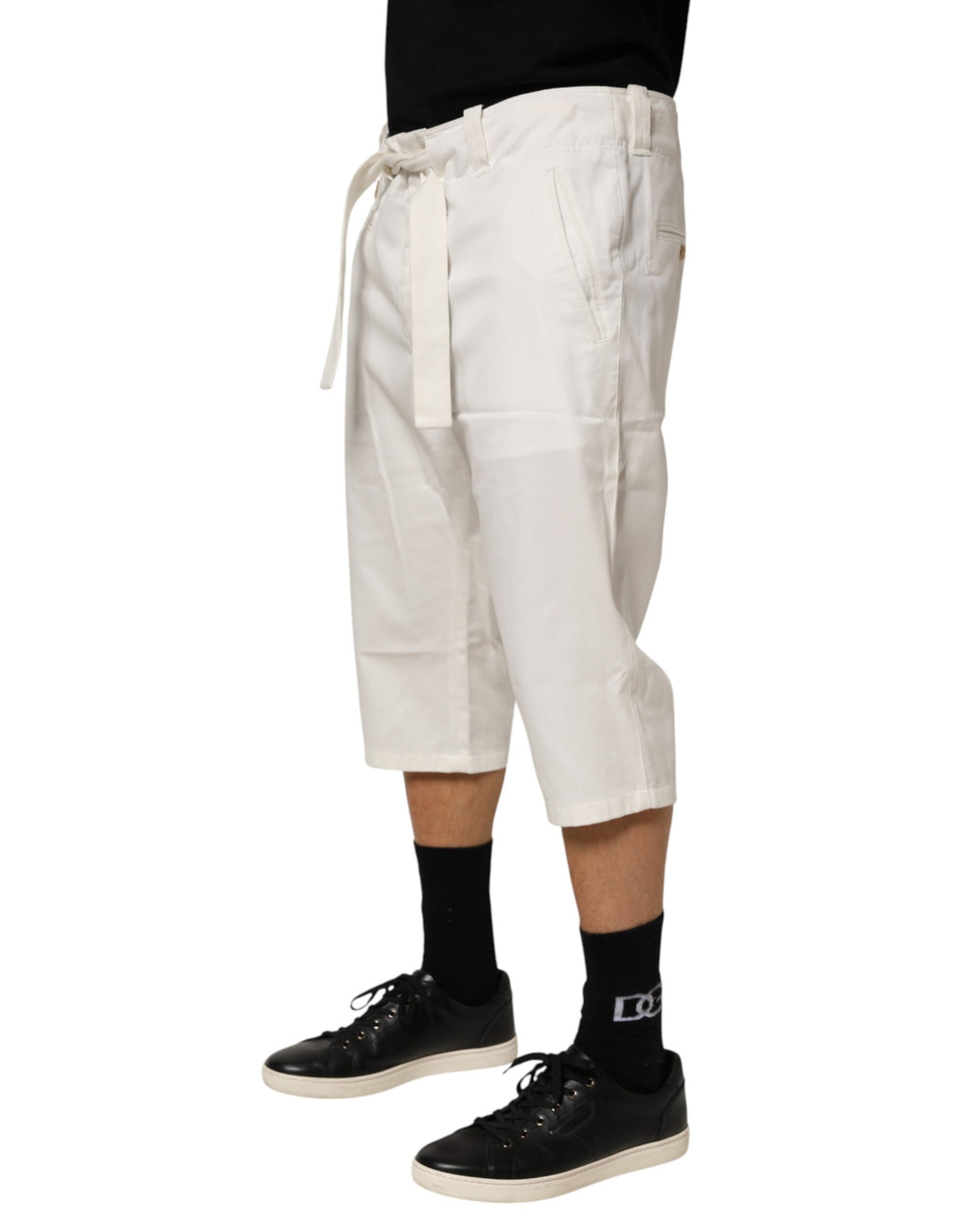 Dolce & Gabbana White Cotton Stretch Cropped Trouser Pants