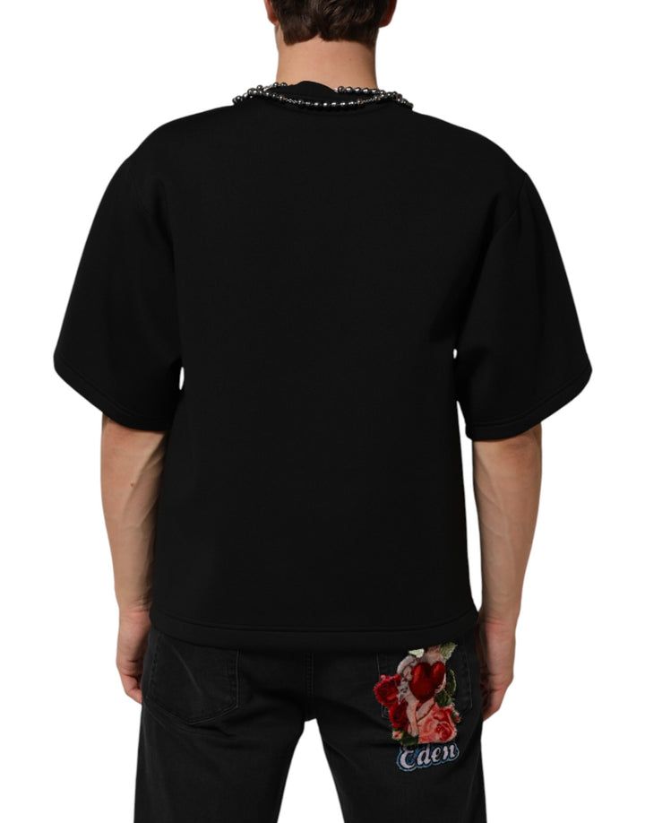 Dolce &amp; Gabbana Black Polyester Necklace Embellished T-shirt by Dolce &amp; Gabbana outlet now on sale