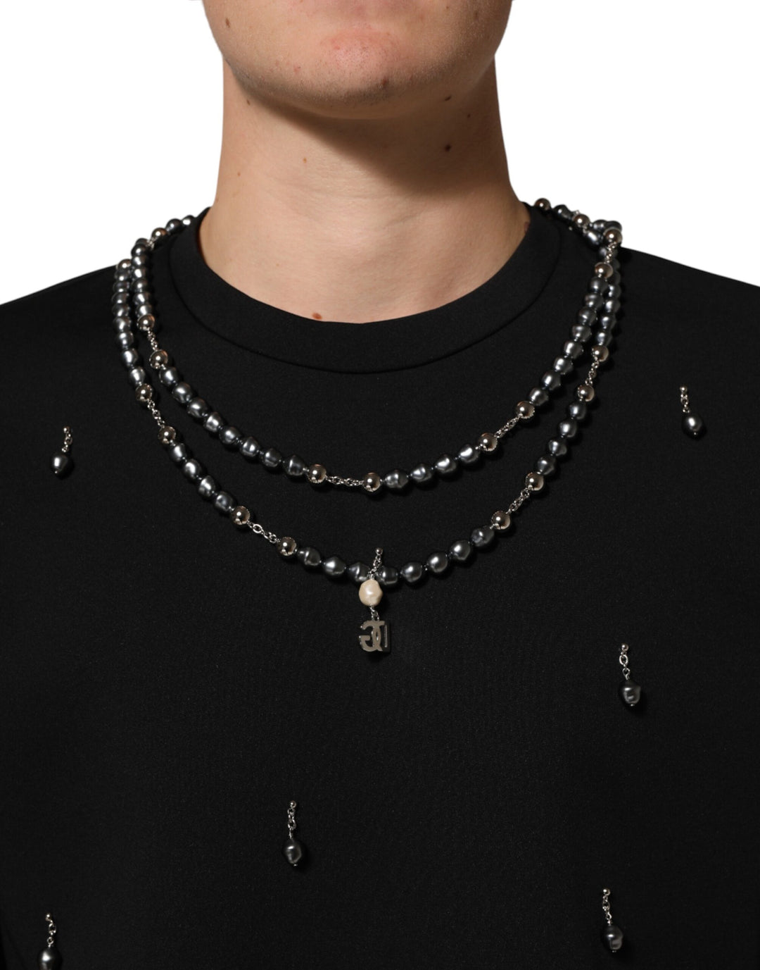 Dolce &amp; Gabbana Black Polyester Necklace Embellished T-shirt by Dolce &amp; Gabbana outlet now on sale