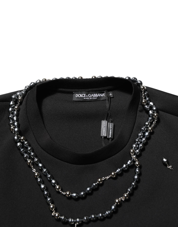 Dolce &amp; Gabbana Black Polyester Necklace Embellished T-shirt by Dolce &amp; Gabbana outlet now on sale