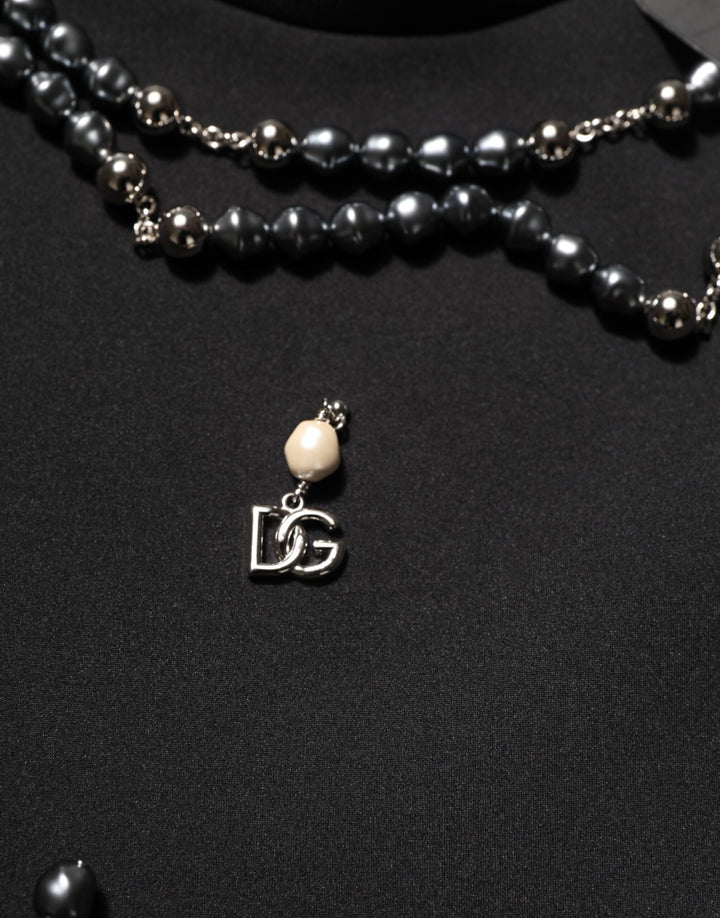 Dolce &amp; Gabbana Black Polyester Necklace Embellished T-shirt by Dolce &amp; Gabbana outlet now on sale