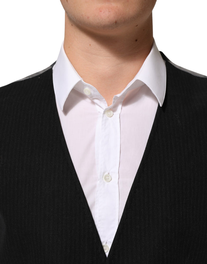 Dolce & Gabbana Black Cotton Waistcoat Dress Men Formal Vest by Dolce & Gabbana outlet now on sale
