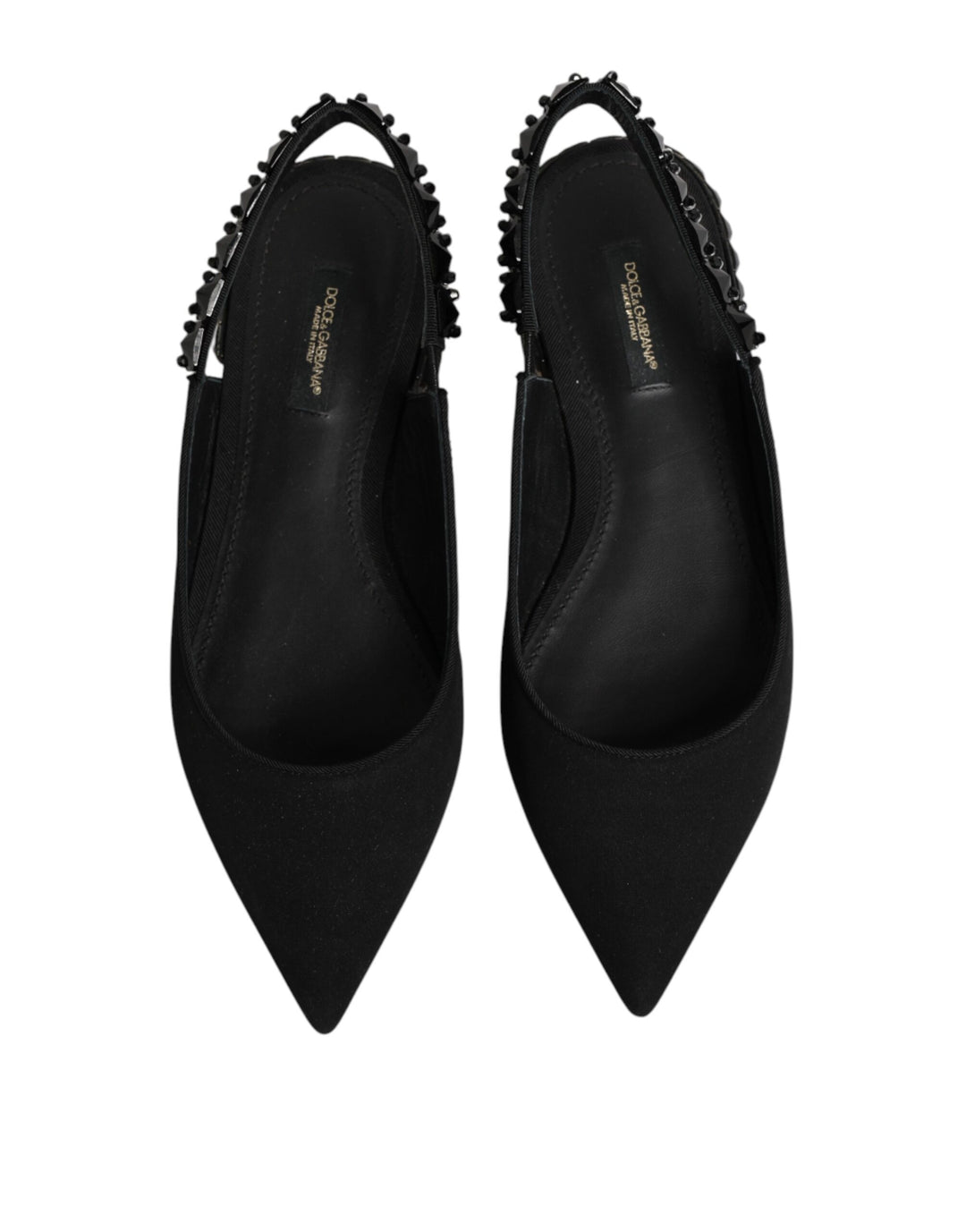 Dolce &amp; Gabbana Sample Sale Dolce &amp; Gabbana Black Crystal Charmeuse Slingback Shoes - | Designer outlet