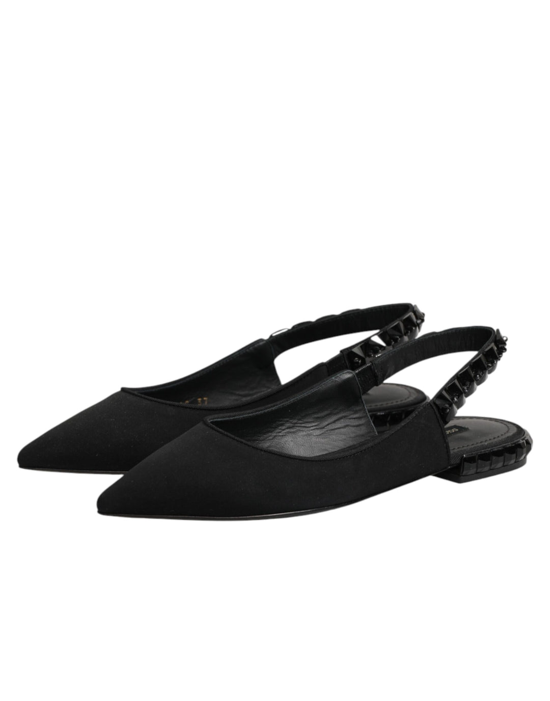 Dolce &amp; Gabbana Sample Sale Dolce &amp; Gabbana Black Crystal Charmeuse Slingback Shoes - | Designer outlet
