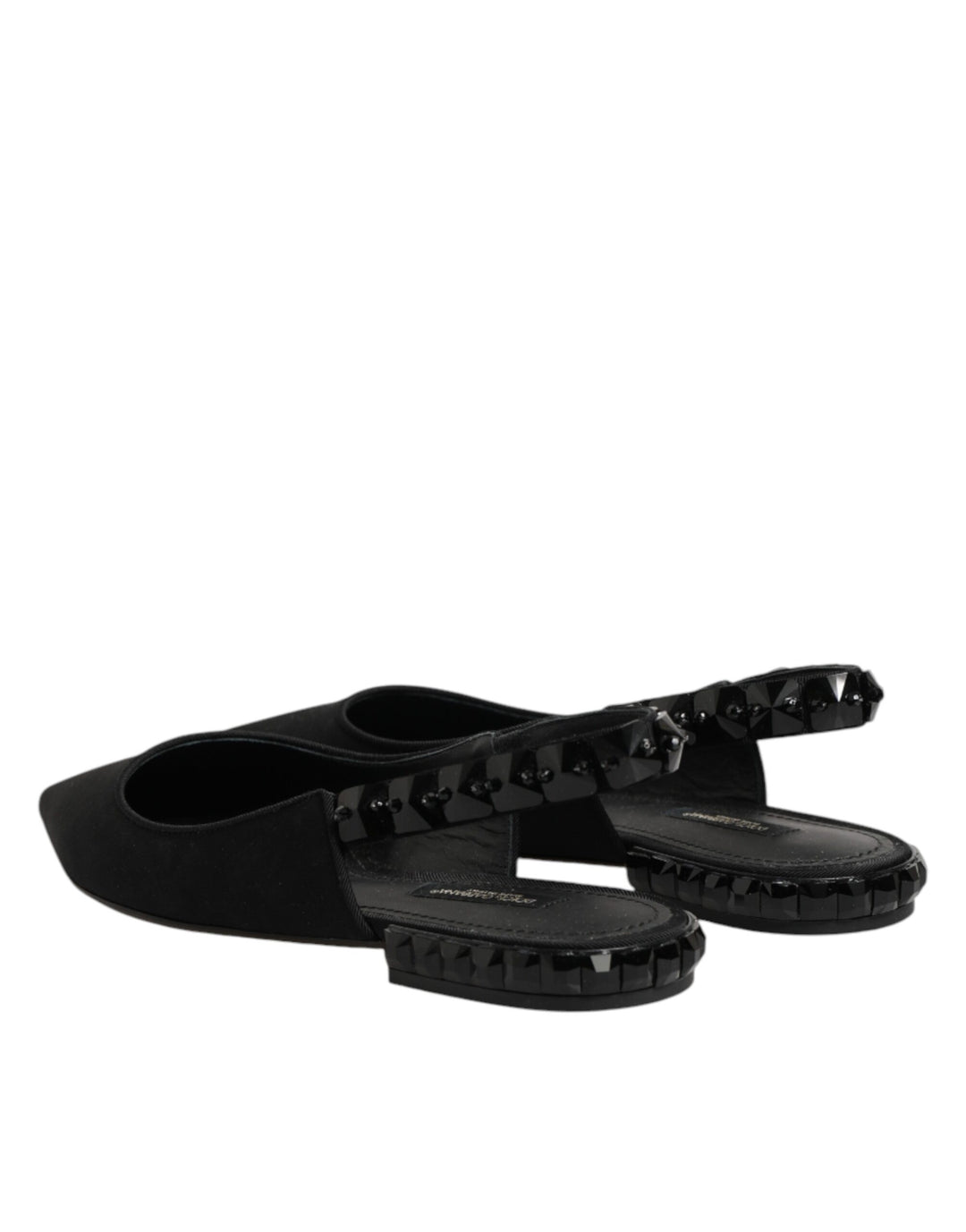 Dolce &amp; Gabbana Sample Sale Dolce &amp; Gabbana Black Crystal Charmeuse Slingback Shoes - | Designer outlet