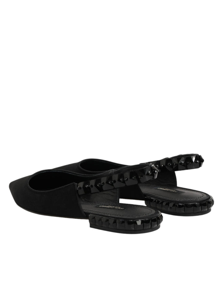 Dolce &amp; Gabbana Sample Sale Dolce &amp; Gabbana Black Crystal Charmeuse Slingback Shoes - | Designer outlet