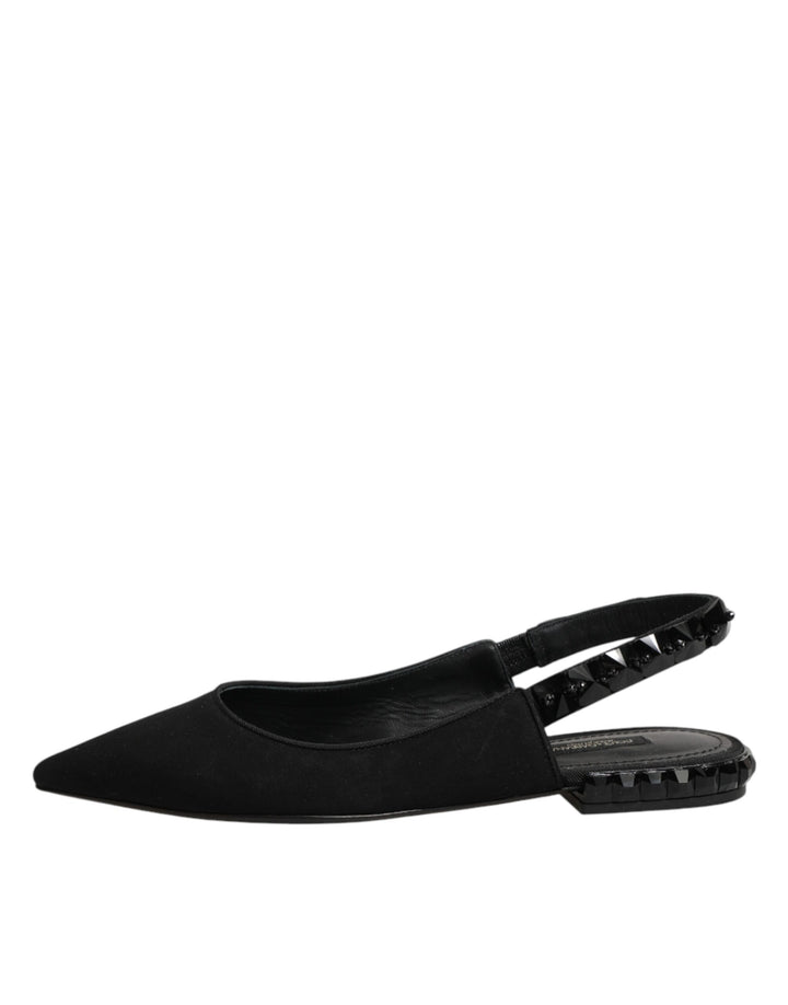 Dolce &amp; Gabbana Sample Sale Dolce &amp; Gabbana Black Crystal Charmeuse Slingback Shoes - | Designer outlet