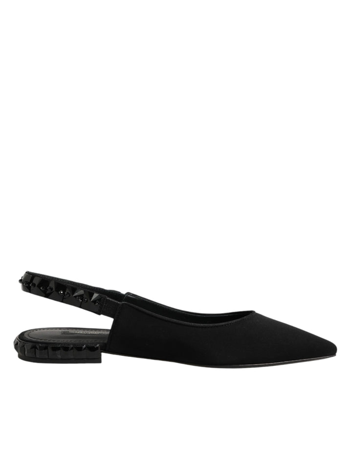 Dolce &amp; Gabbana Sample Sale Dolce &amp; Gabbana Black Crystal Charmeuse Slingback Shoes - | Designer outlet