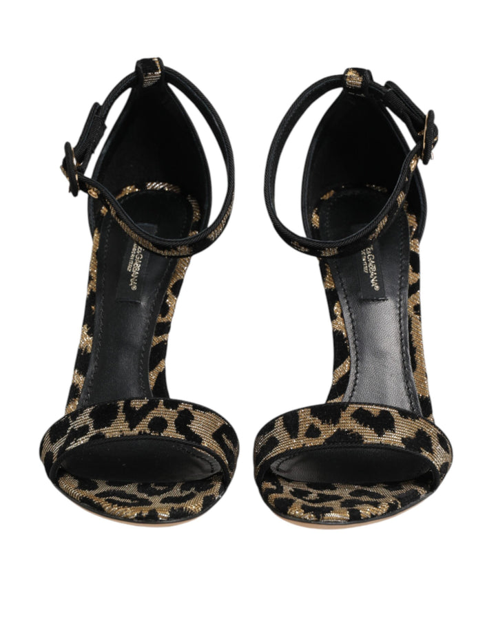 Dolce &amp; Gabbana Gold Leopard Ankle Strap Heels Sandals Shoes by Dolce &amp; Gabbana outlet now on sale