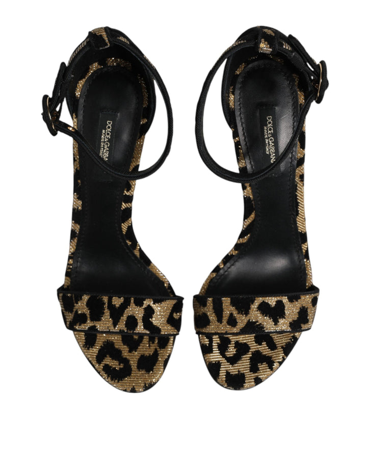 Dolce &amp; Gabbana Gold Leopard Ankle Strap Heels Sandals Shoes by Dolce &amp; Gabbana outlet now on sale