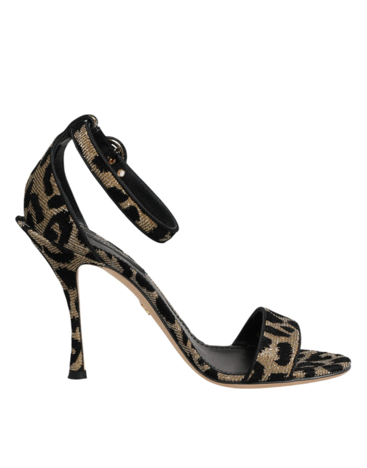 Dolce &amp; Gabbana Gold Leopard Ankle Strap Heels Sandals Shoes by Dolce &amp; Gabbana outlet now on sale