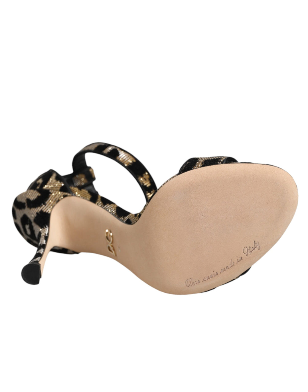 Dolce &amp; Gabbana Gold Leopard Ankle Strap Heels Sandals Shoes by Dolce &amp; Gabbana outlet now on sale