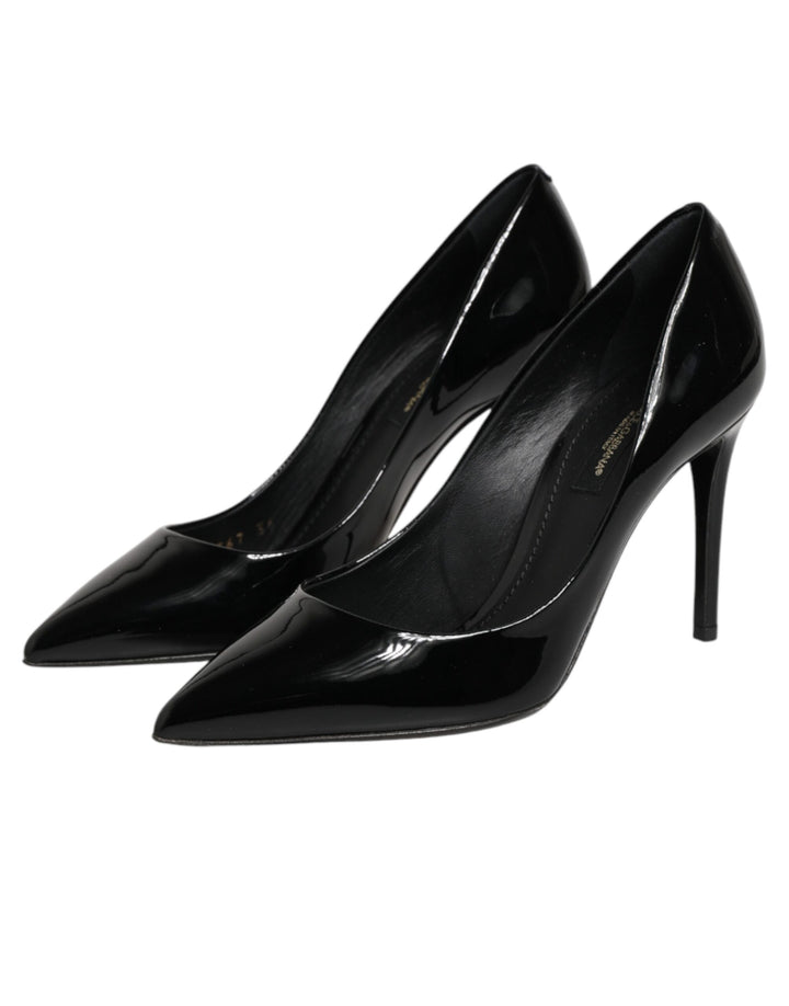Dolce & Gabbana Black Leather Stiletto Heels Pumps Shoes