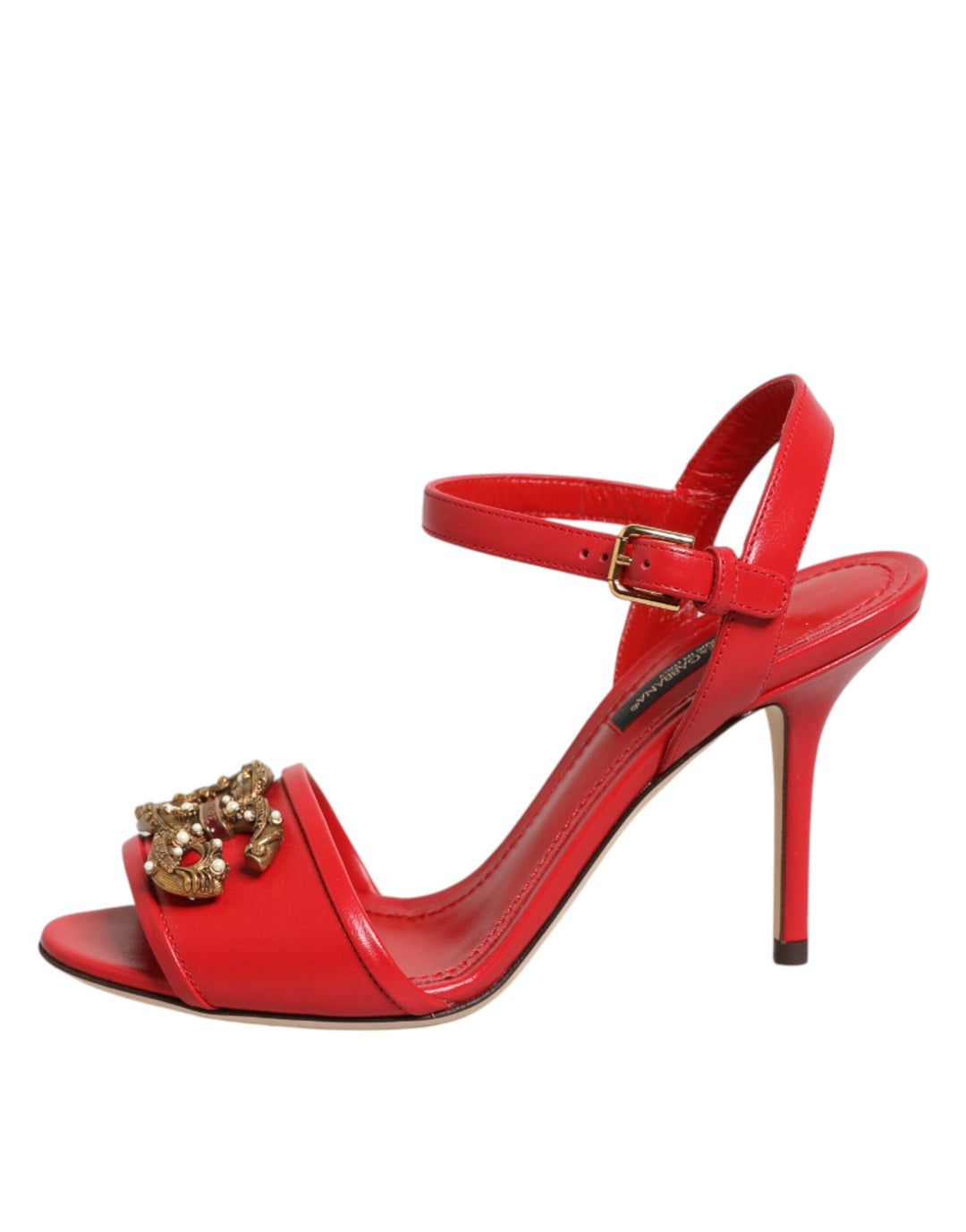 Dolce &amp; Gabbana Red Leather DG AMORE Heels Sandals Shoes by Dolce &amp; Gabbana outlet now on sale