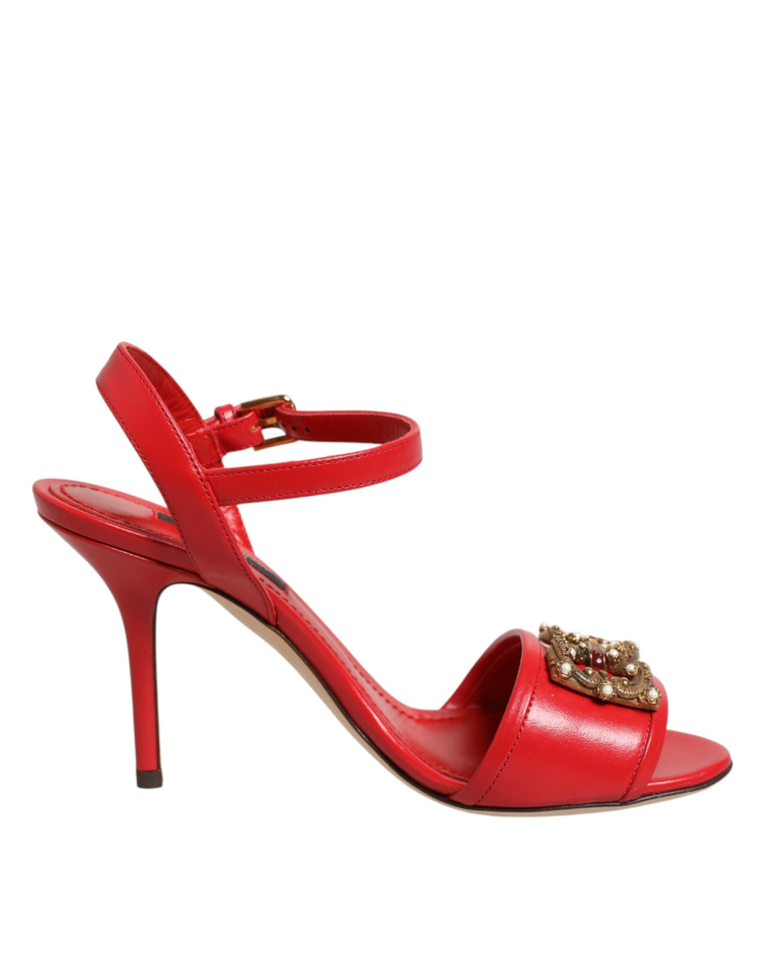 Dolce &amp; Gabbana Sample Sale Dolce &amp; Gabbana Red Leather DG AMORE Heels Sandals Shoes - | Designer outlet