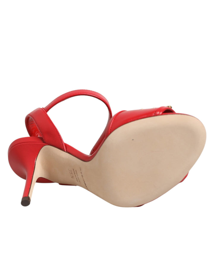 Dolce &amp; Gabbana Red Leather DG AMORE Heels Sandals Shoes by Dolce &amp; Gabbana outlet now on sale