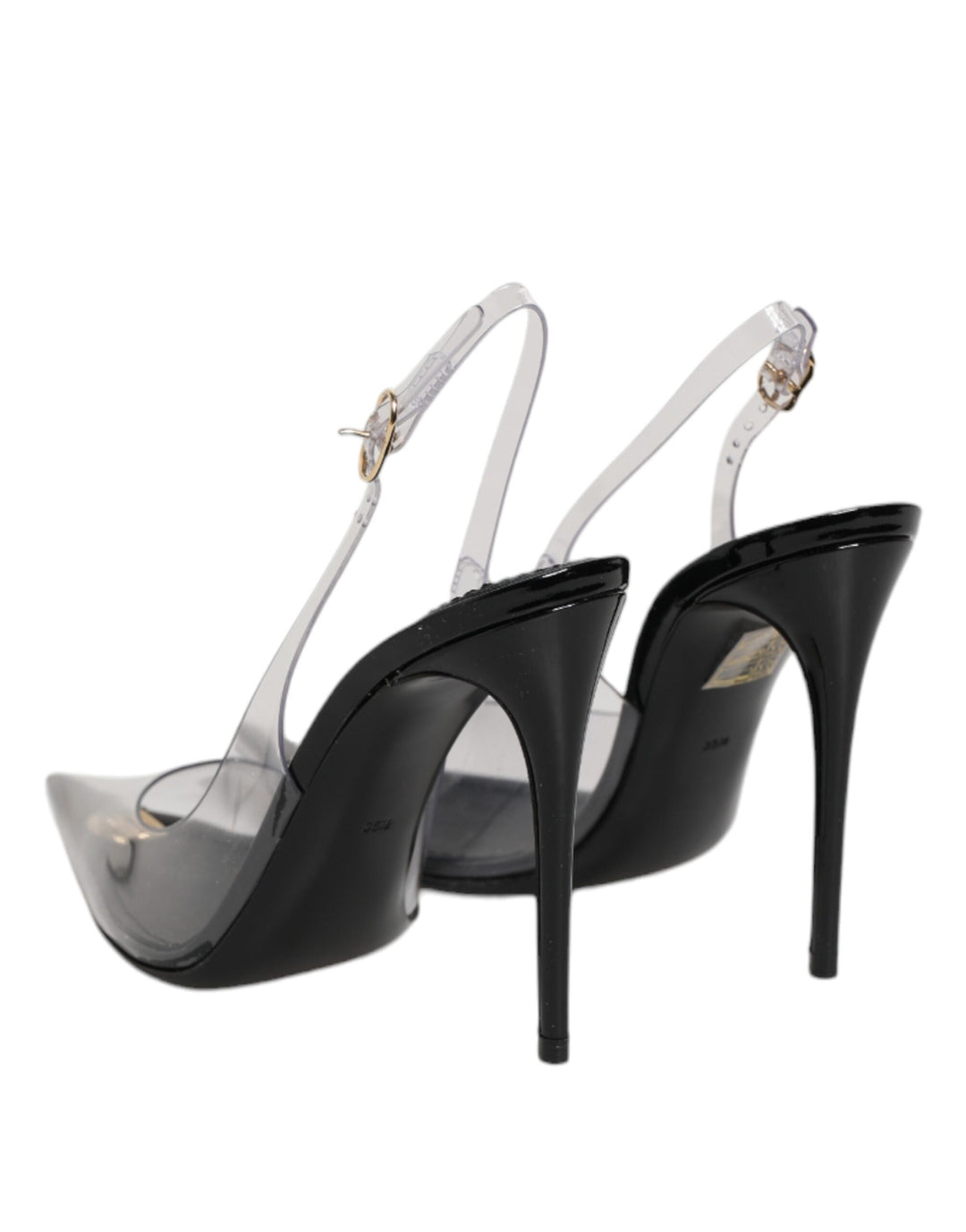 Dolce & Gabbana Black Leather Clear PVC Slingback Pumps Shoes