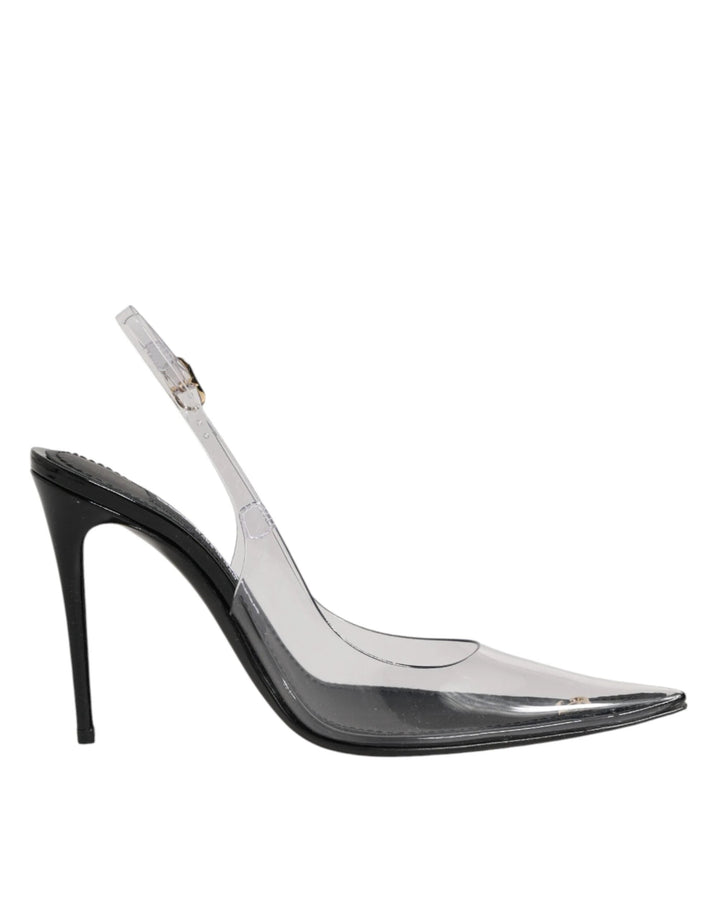 Dolce &amp; Gabbana Sample Sale Dolce &amp; Gabbana Black Leather Clear PVC Slingback Pumps Shoes - | Designer outlet