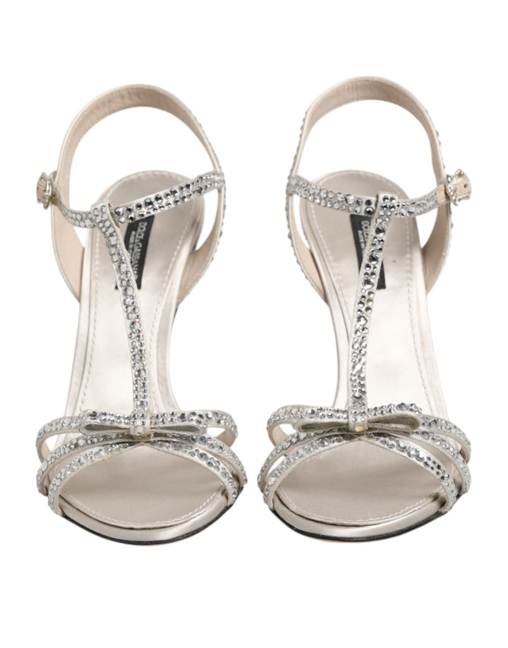 Dolce &amp; Gabbana Sample Sale Dolce &amp; Gabbana Silver Strass Ankle Strap Heels Sandals Shoes - | Designer outlet
