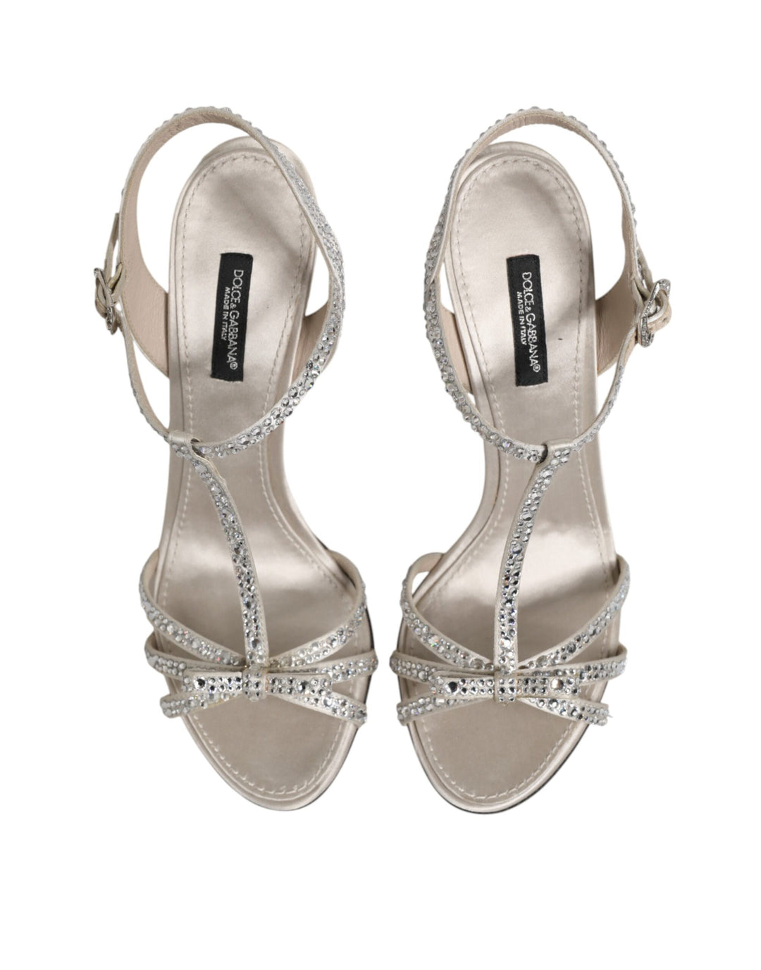 Dolce &amp; Gabbana Sample Sale Dolce &amp; Gabbana Silver Strass Ankle Strap Heels Sandals Shoes - | Designer outlet