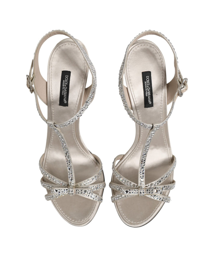 Dolce &amp; Gabbana Sample Sale Dolce &amp; Gabbana Silver Strass Ankle Strap Heels Sandals Shoes - | Designer outlet