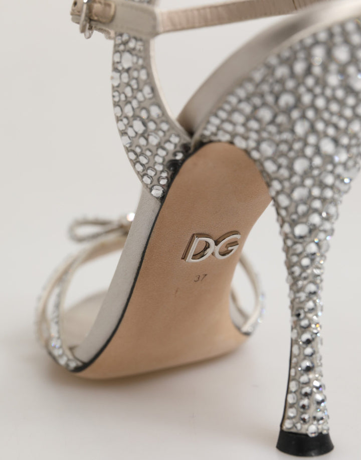 Dolce &amp; Gabbana Sample Sale Dolce &amp; Gabbana Silver Strass Ankle Strap Heels Sandals Shoes - | Designer outlet