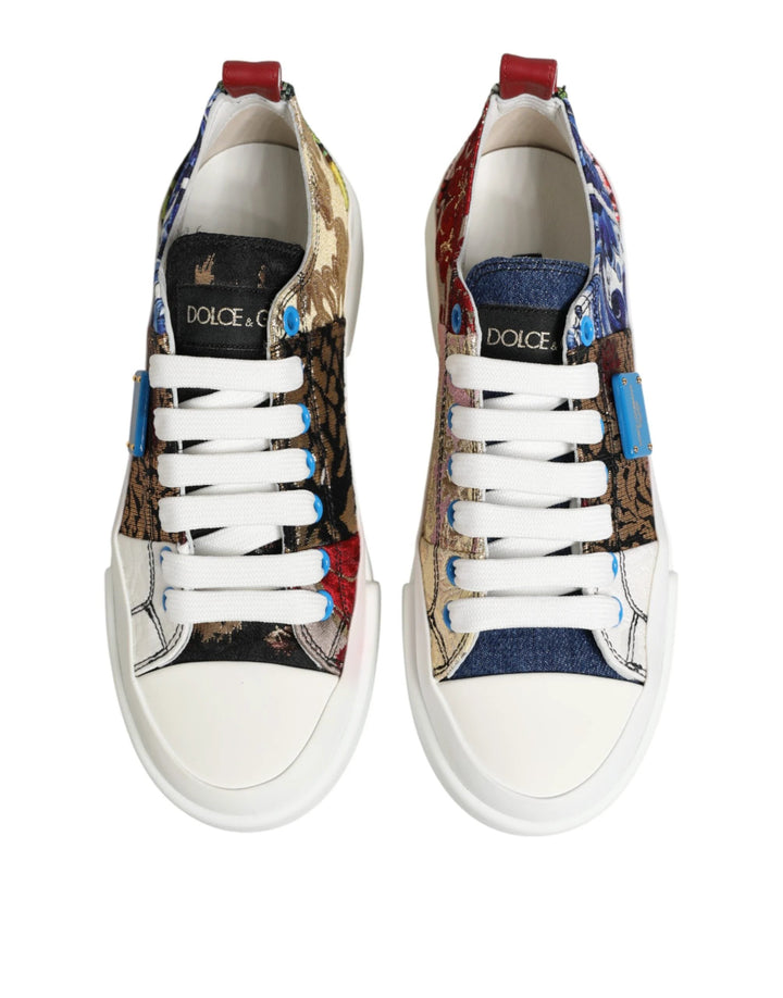 Dolce &amp; Gabbana Sample Sale Dolce &amp; Gabbana Multicolor Patchwork Low Top Sneakers Shoes - | Designer outlet