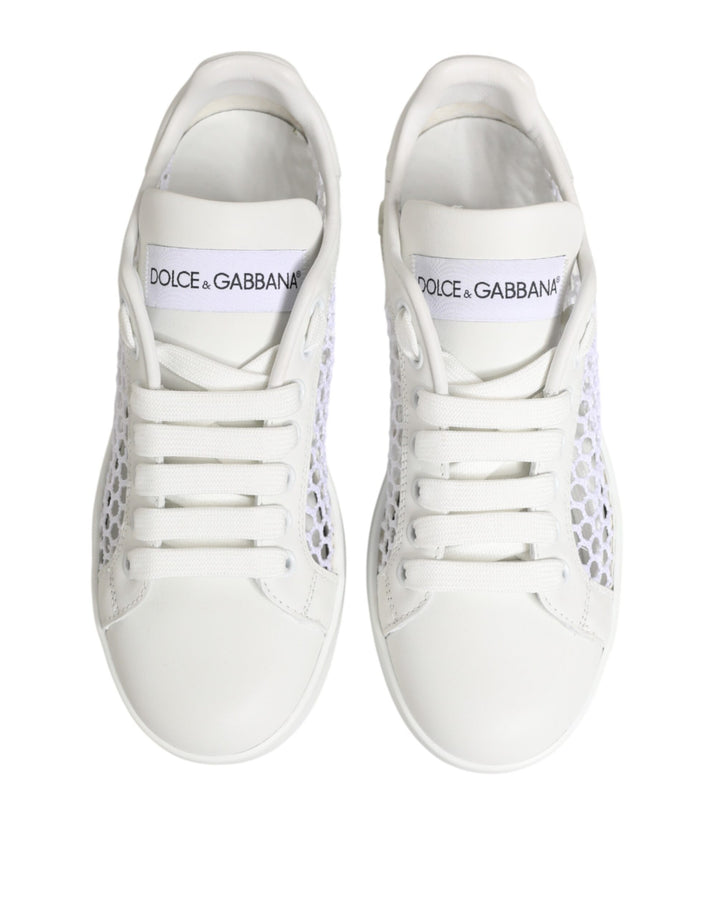 Dolce & Gabbana White Mesh Inserts Low Top Sneakers Shoes