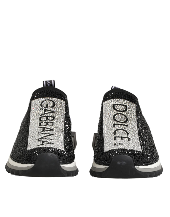 Dolce & Gabbana Black Silver Slip On Sorrento Sneakers Shoes