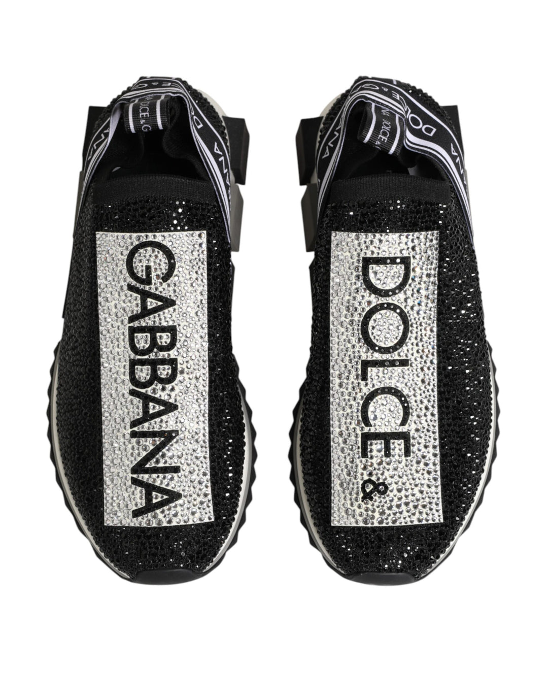 Dolce & Gabbana Black Silver Slip On Sorrento Sneakers Shoes