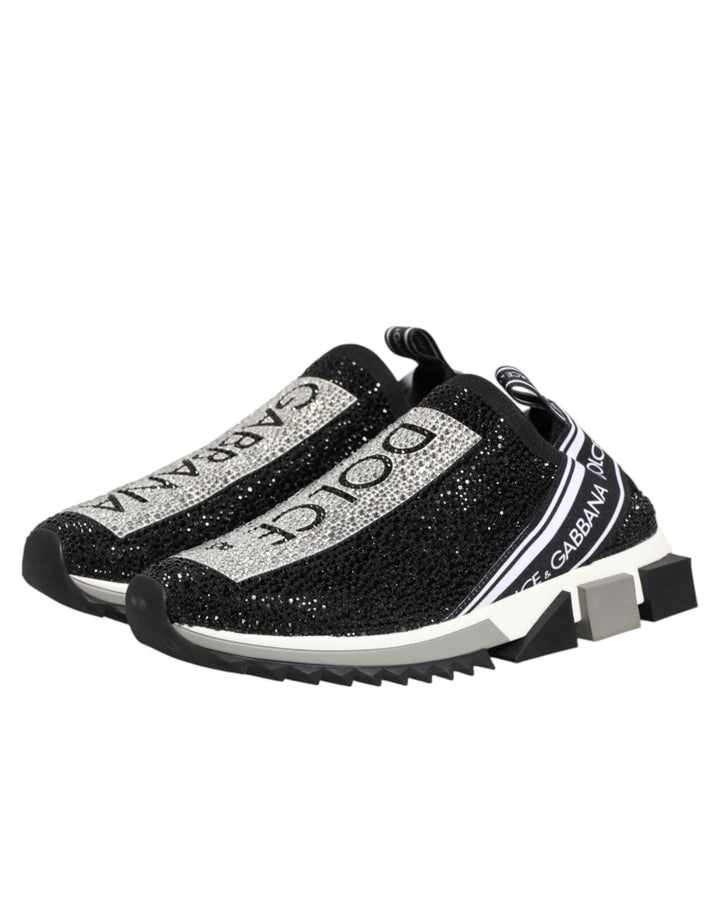 Dolce & Gabbana Black Silver Slip On Sorrento Sneakers Shoes
