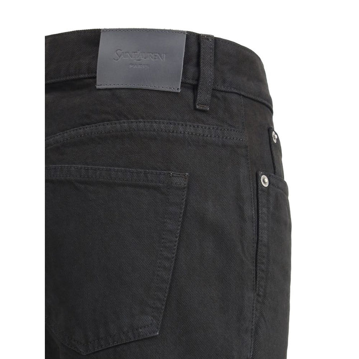 Saint Laurent Black Cotton Straight-Leg Jeans