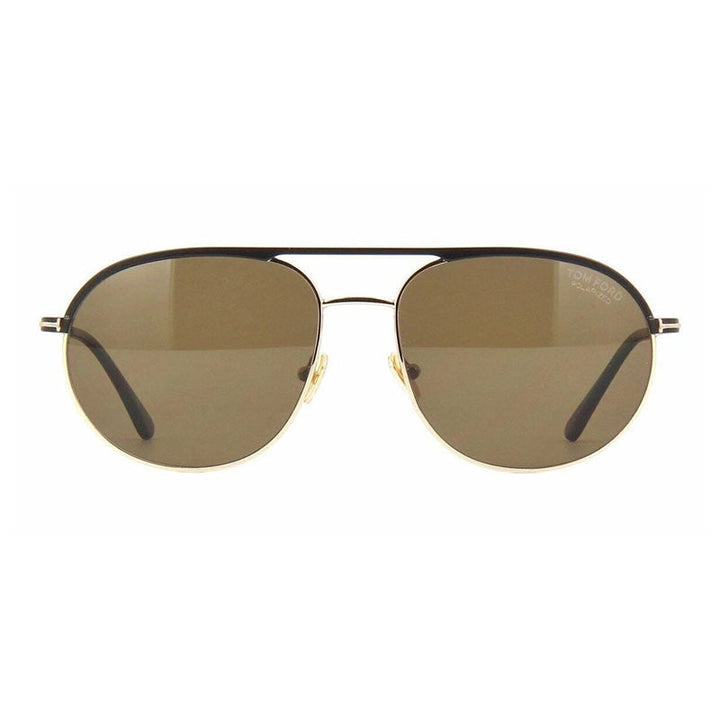Tom Ford Sunglasses Aviator Full Rim, Matte Black Frame and Brown Polarized Lens FT077202H