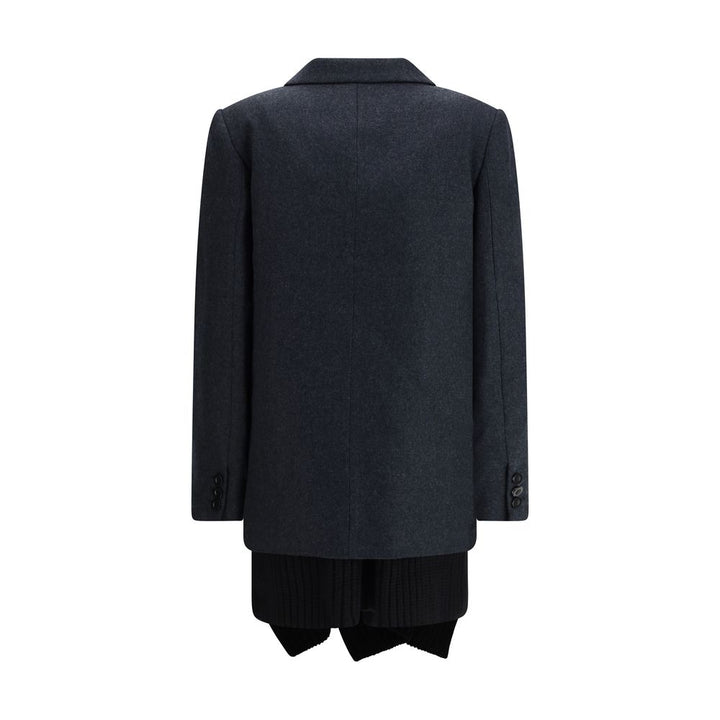 Sacai Gray Wool Coat by Sacai outlet now on sale