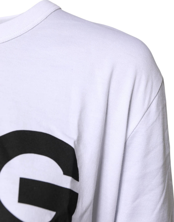 Dolce &amp; Gabbana White Graphic Print Cotton Crew Neck T-shirt by Dolce &amp; Gabbana outlet now on sale