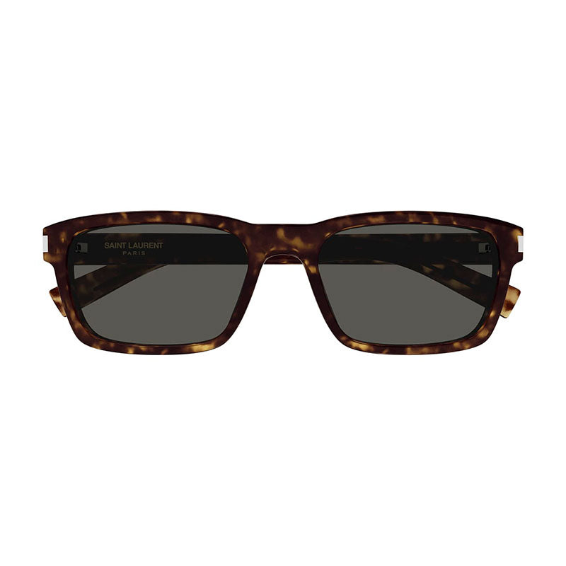 Saint Laurent Sunglasses Rectangle Full Rim, Havana Frame and Grey Lens SL662004