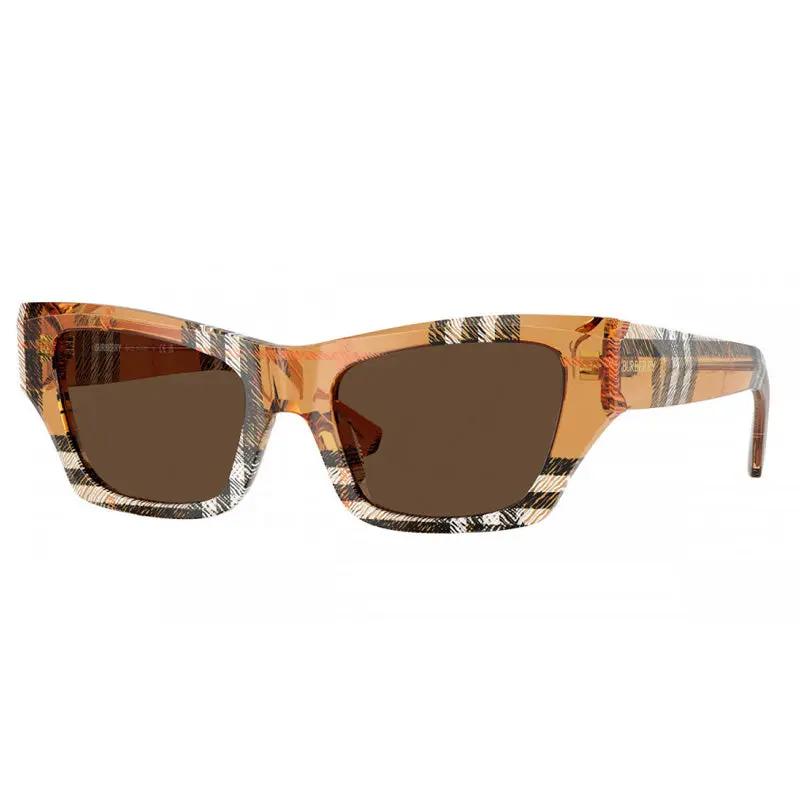 Burberry Sample Sale | Burberry Sunglasses Cat Eye Full Rim, Check Sand Frame And Dark Brown Lens Be4441U414673 - Sunglasses | Designer outlet