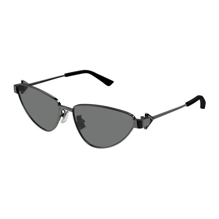 Bottega Veneta Sunglasses Cat Eye Full Rim, Dark Ruthenium Frame And Grey Lens