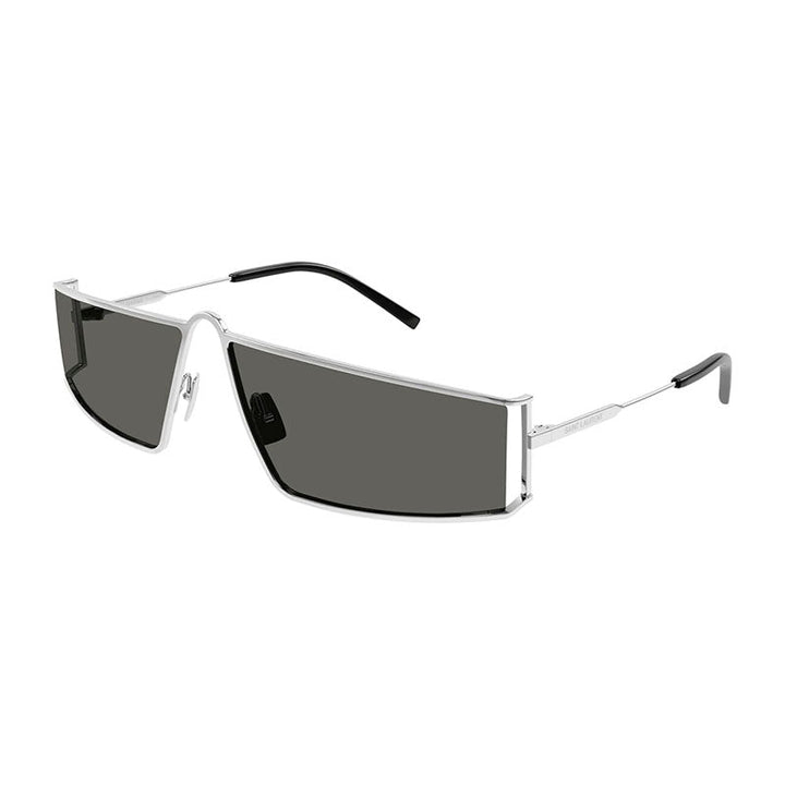 Saint Laurent Sunglasses Rectangle Semi Rim, Silver Frame and Grey Lens SL606002
