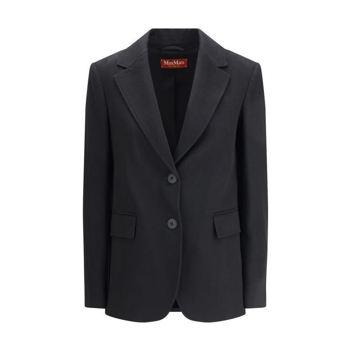 Max Mara Black Fleece Wool Coat