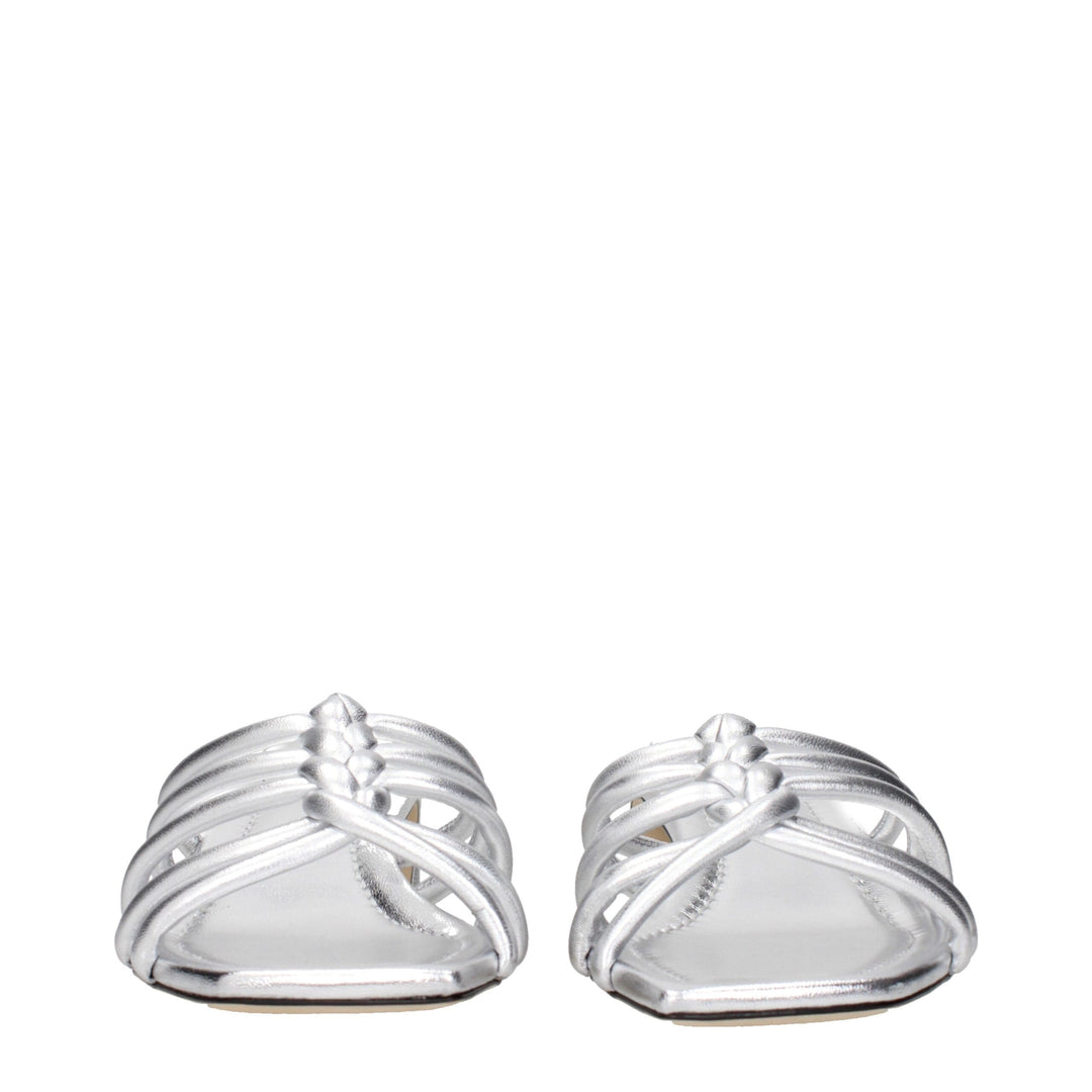 Jimmy Choo Gray Leather Flat Sandals