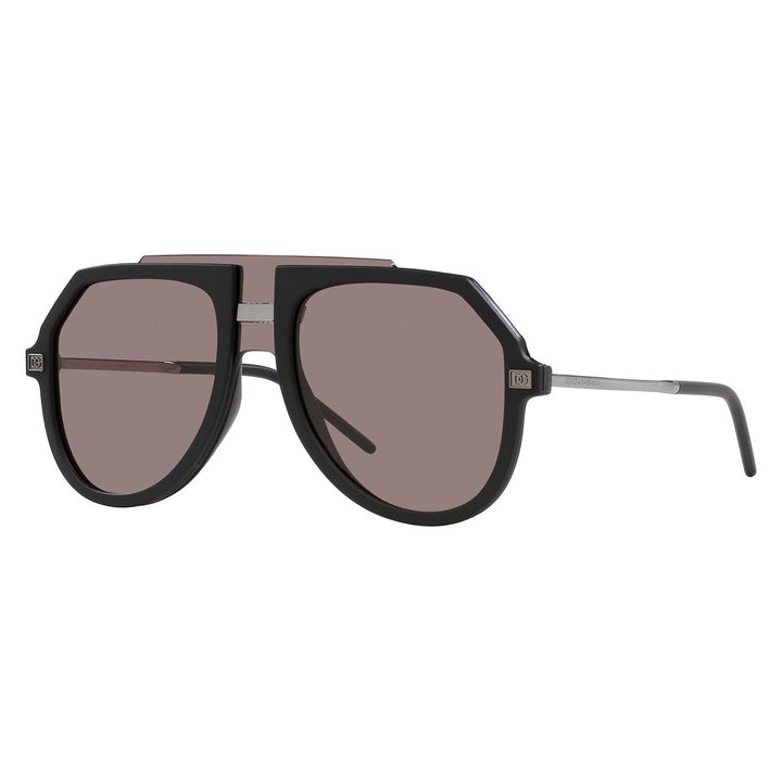 Dolce & Gabbana Sunglasses Aviator Full Rim, Matte Black Gunmetal Frame and Purple Brown Lens DG619525257N