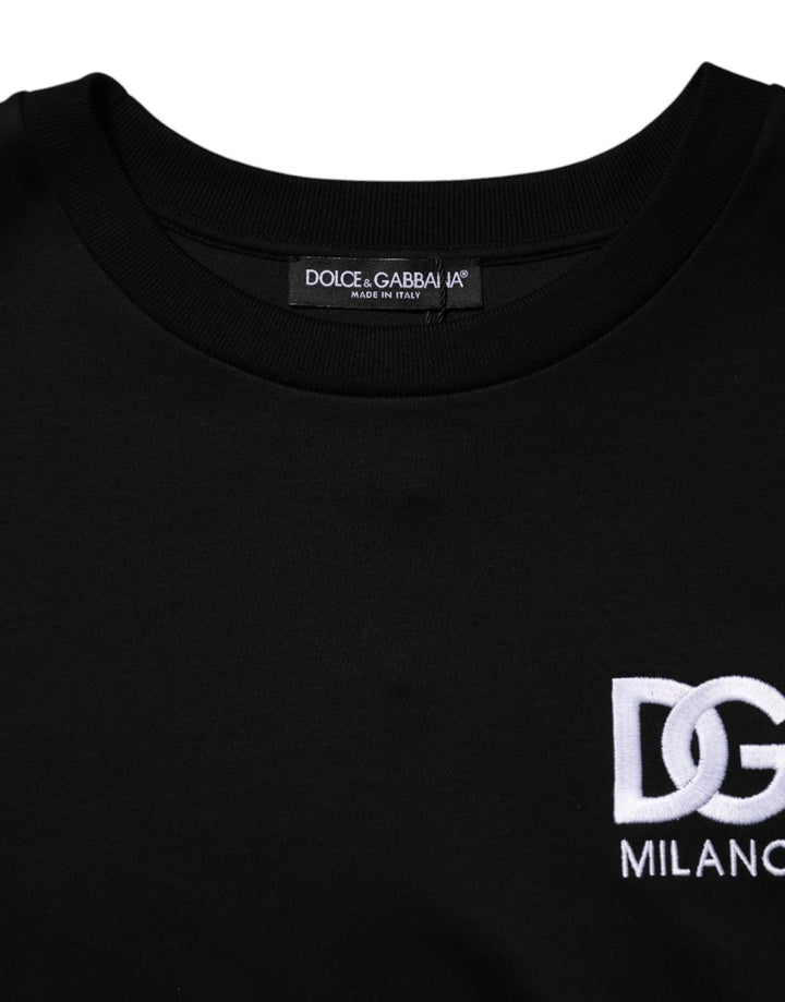 Dolce &amp; Gabbana Black Cotton DG Logo Embroidery Top T-shirt by Dolce &amp; Gabbana outlet now on sale