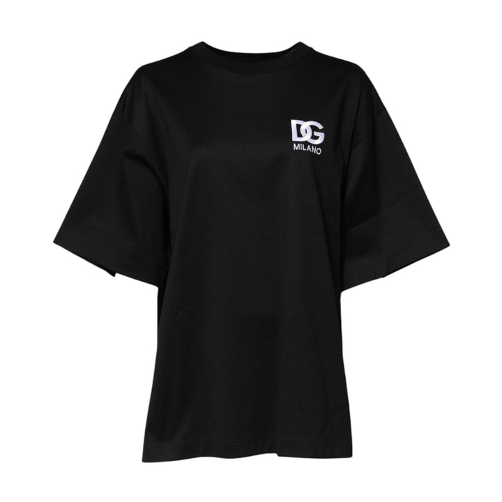 Dolce &amp; Gabbana Black Cotton DG Logo Embroidery Top T-shirt by Dolce &amp; Gabbana outlet now on sale