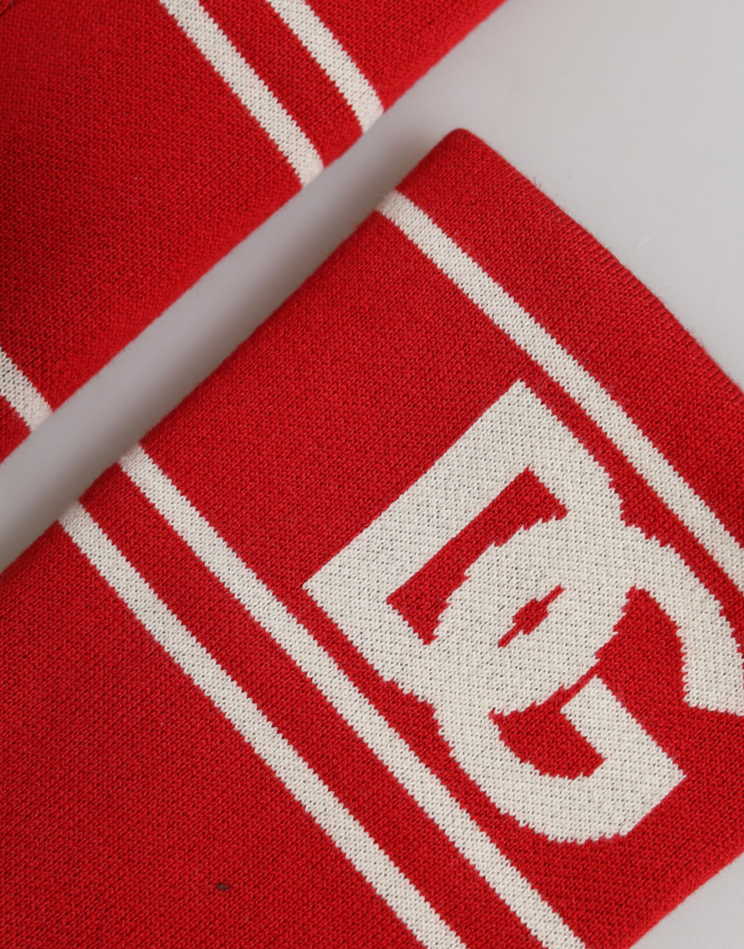 Dolce &amp; Gabbana Sample Sale Dolce &amp; Gabbana Red White DG Logo Cotton 1 Pair One SIze Wristband - | Designer outlet