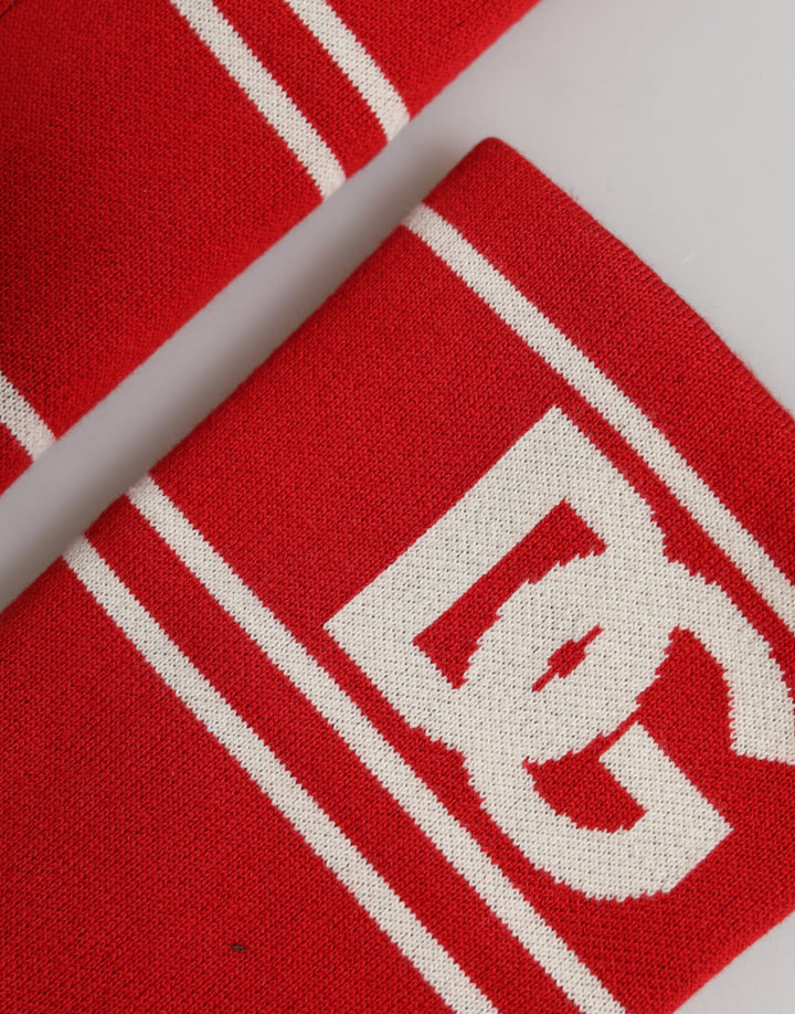 Dolce &amp; Gabbana Sample Sale Dolce &amp; Gabbana Red White DG Logo Cotton 1 Pair One SIze Wristband - | Designer outlet