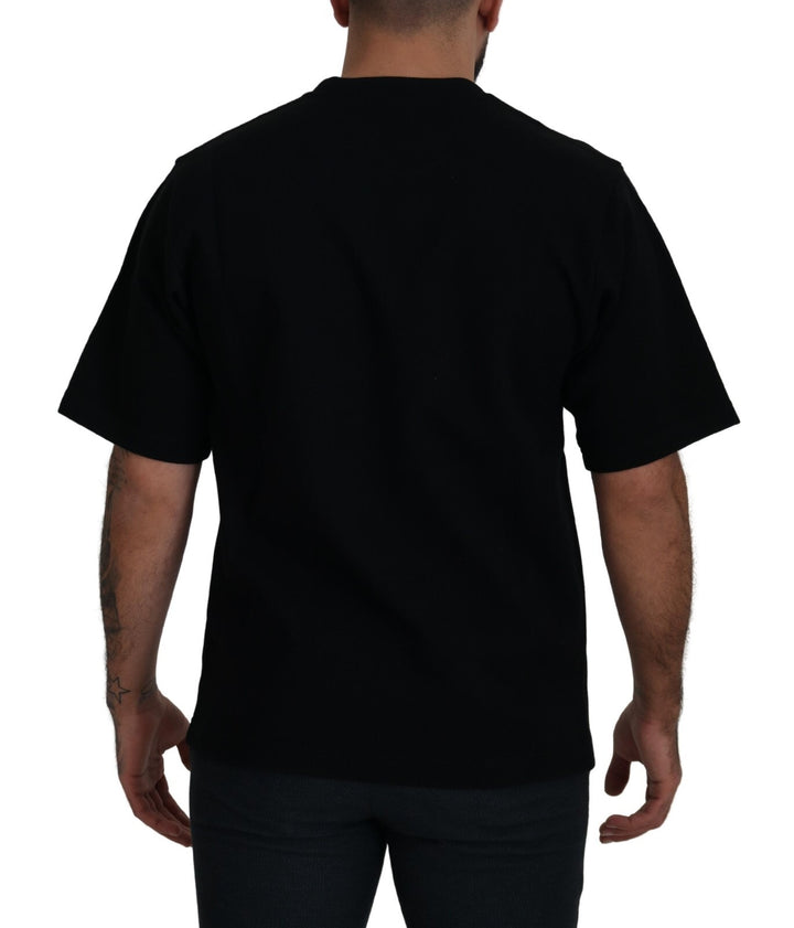 Dolce &amp; Gabbana Sample Sale Dolce &amp; Gabbana Cotton Black Printed Crewneck Tee T-shirt - | Designer outlet