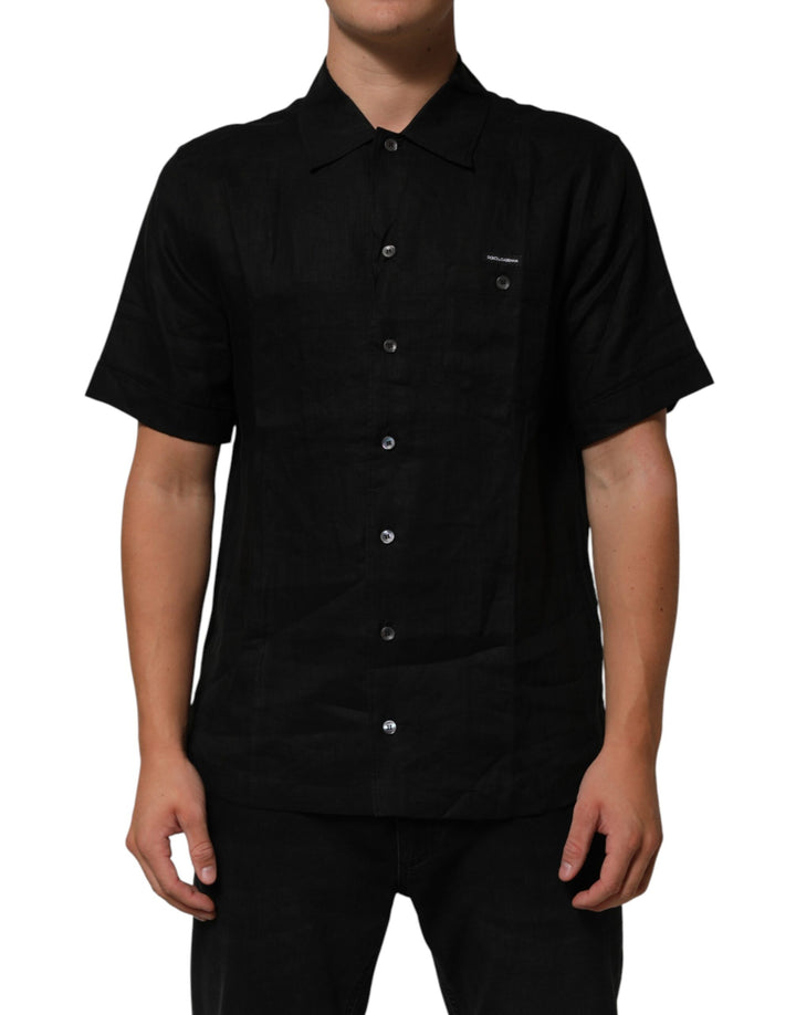 Carhartt Wip Sample Sale Carhartt Wip Black Linen Collared Short Sleeve Polo Shirt - | Designer outlet