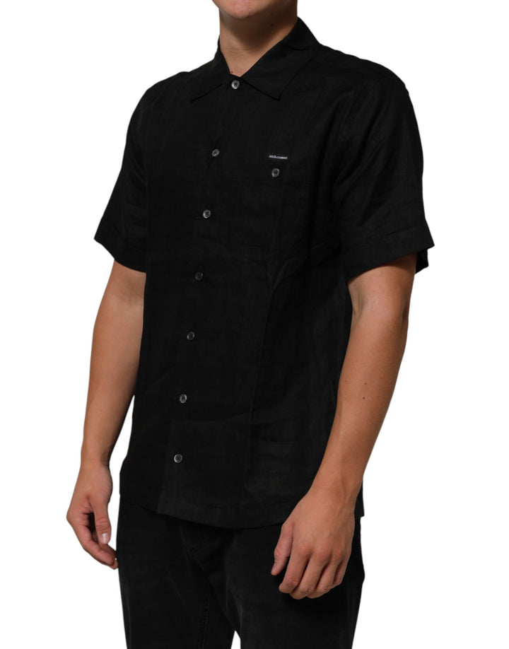 Carhartt Wip Sample Sale Carhartt Wip Black Linen Collared Short Sleeve Polo Shirt - | Designer outlet